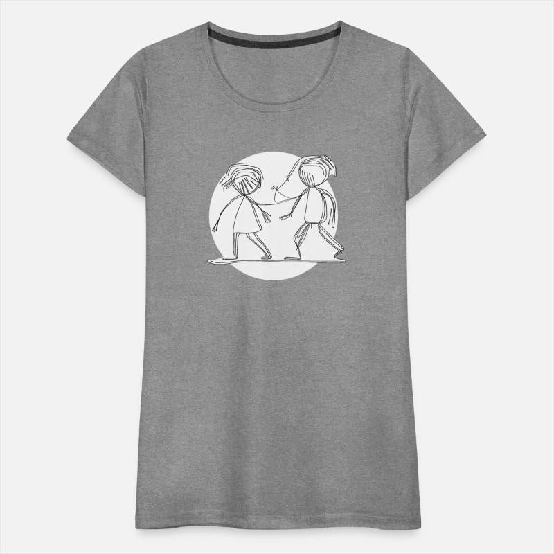 Charming Line Art of Two Children Playing