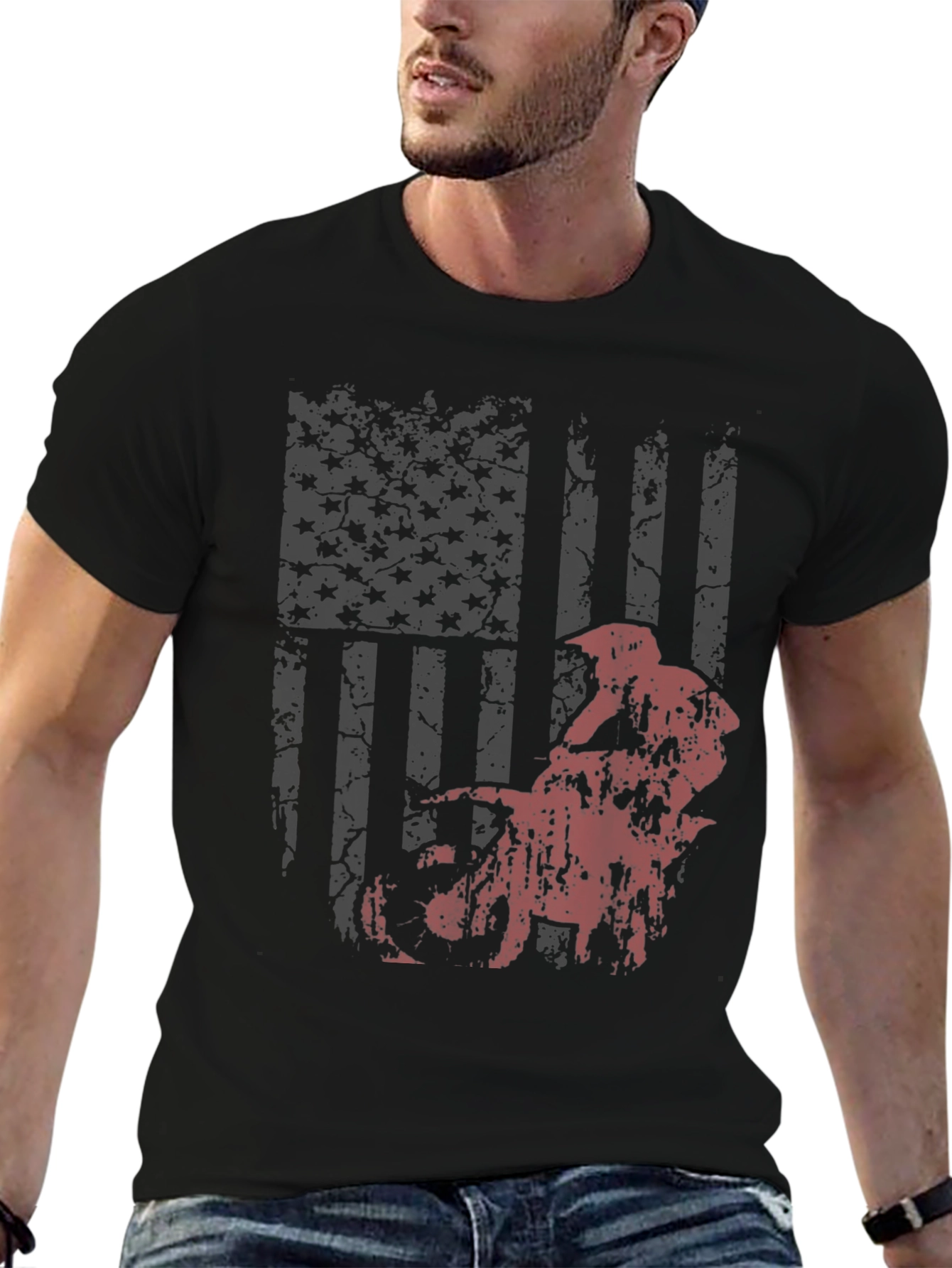 American Flag Motocross T-Shirt - Patriotic Dirt Bike Tee