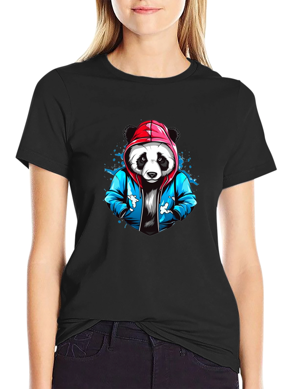 Cool Panda Graphic Tee - Black Cotton T-Shirt
