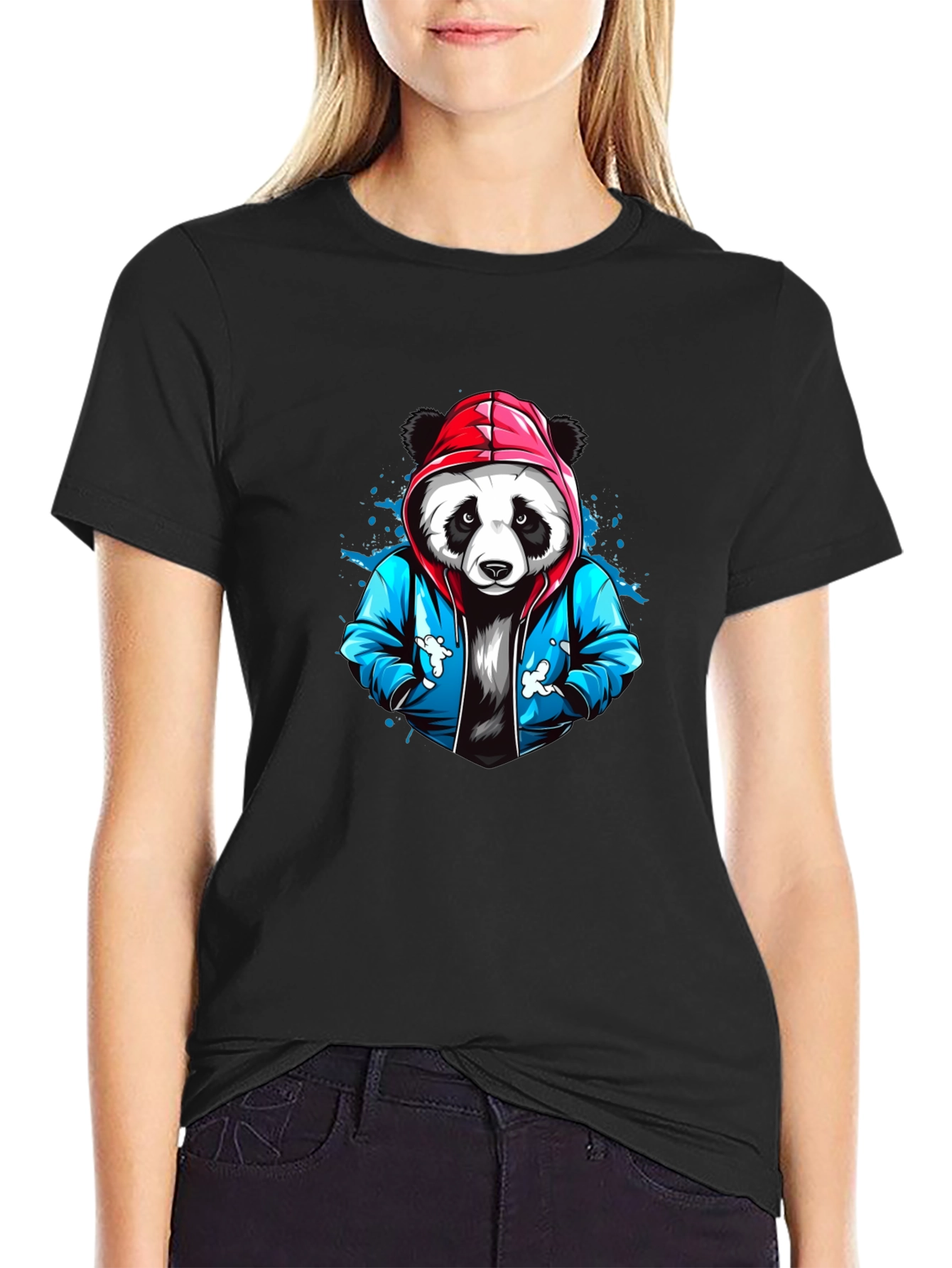 Cool Panda Graphic Tee - Black Cotton T-Shirt