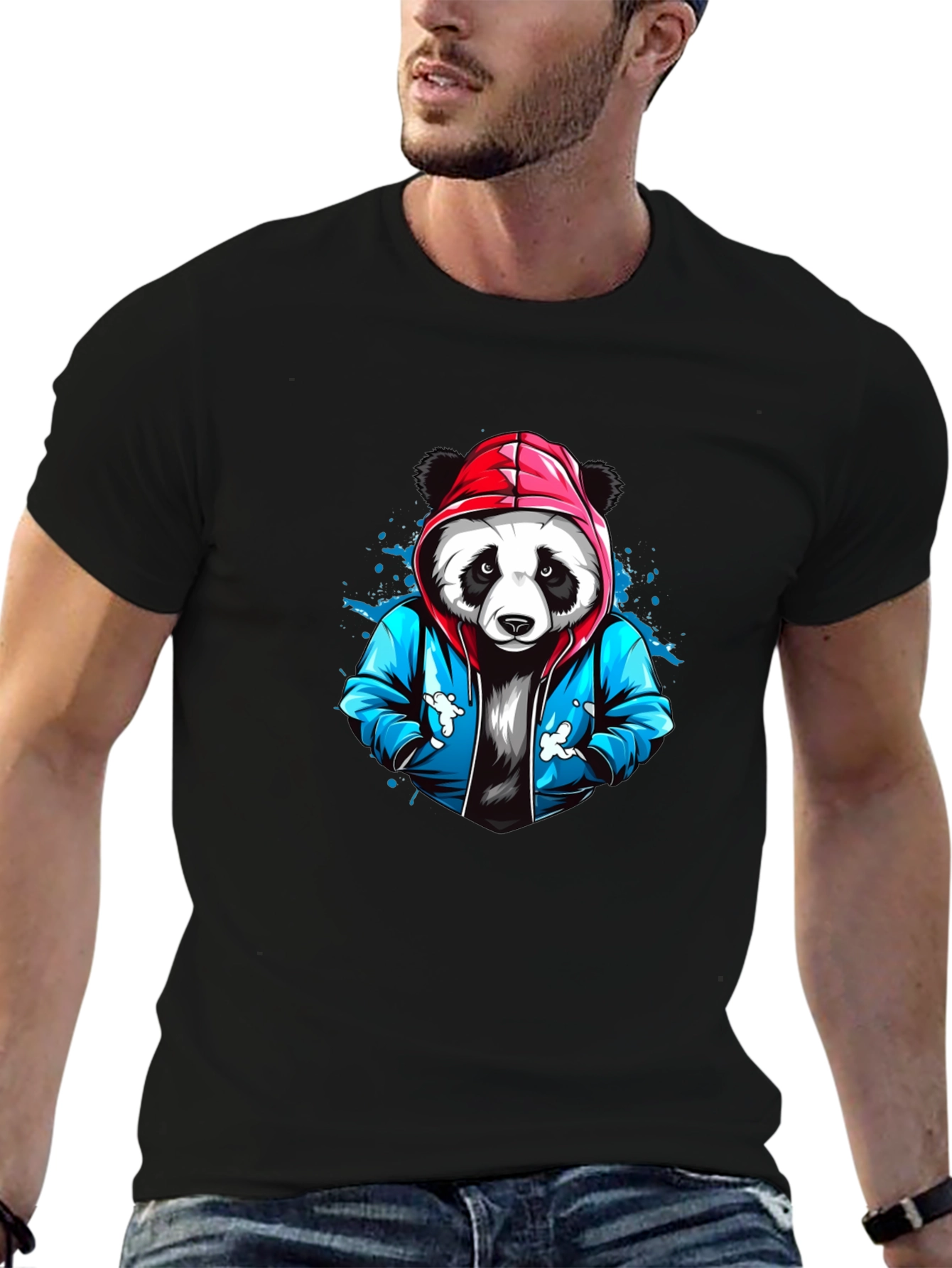 Cool Panda Graphic Tee - Black Cotton T-Shirt