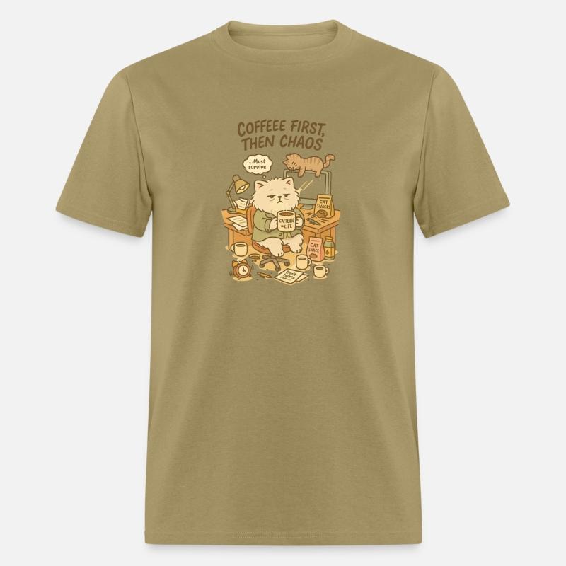 Coffee First Then Chaos - Lazy Office Cat Life