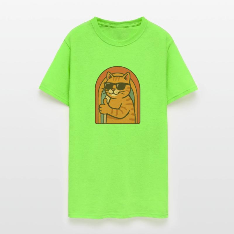 Cool Cat Vibes – Retro Thumbs-Up Design