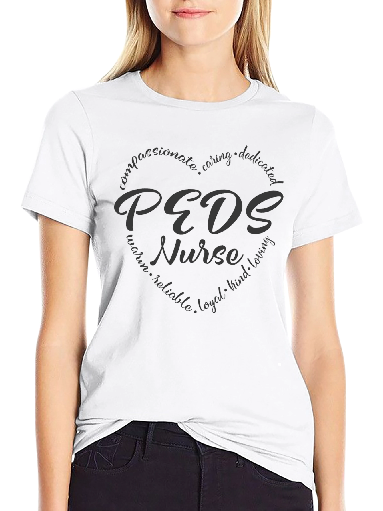 PEDS Nurse Heart Graphic Tee - Compassionate Caregiver