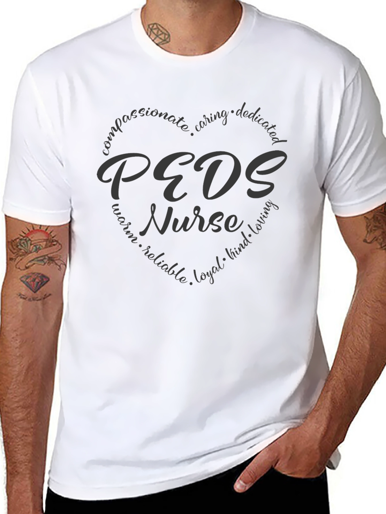 PEDS Nurse Heart Graphic Tee - Compassionate Caregiver