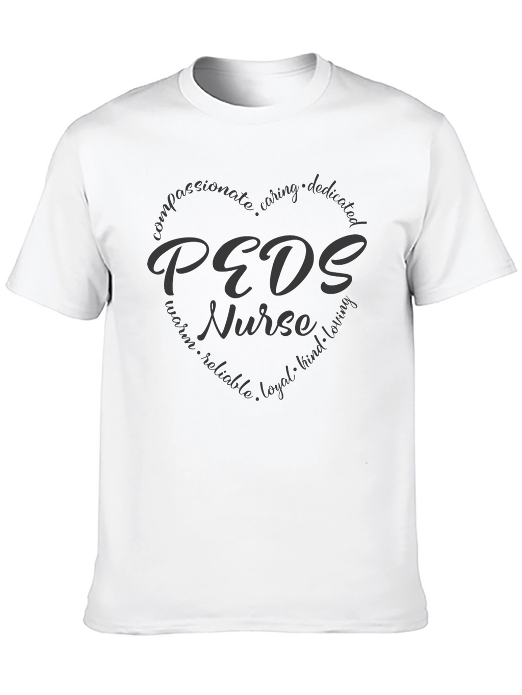 PEDS Nurse Heart Graphic Tee - Compassionate Caregiver
