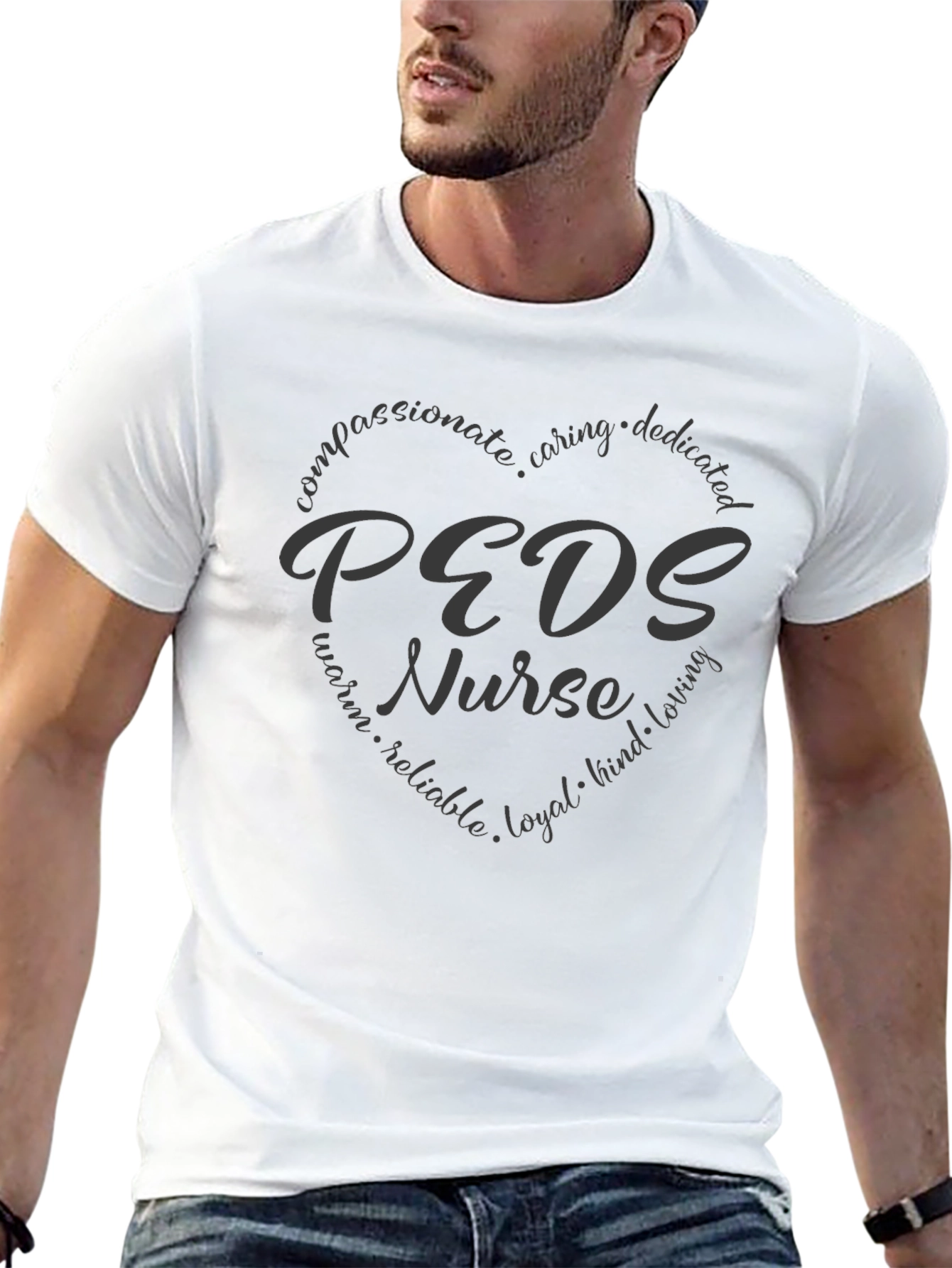 PEDS Nurse Heart Graphic Tee - Compassionate Caregiver