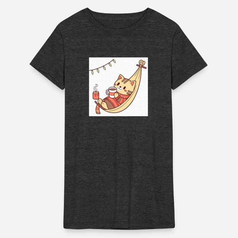 Cozy Cat in Hammock with Hot Beverage