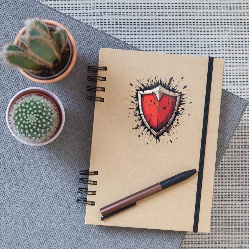 Cracked Red Shield with Battle Scars