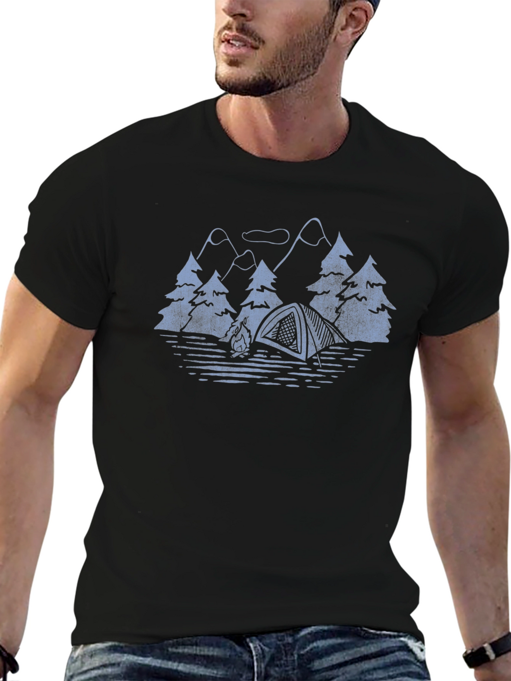 Camping Scene Graphic T-Shirt