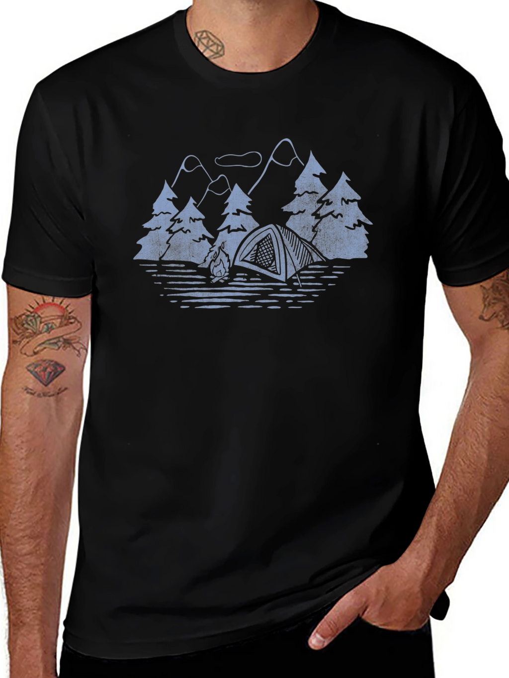 Camping Scene Graphic T-Shirt