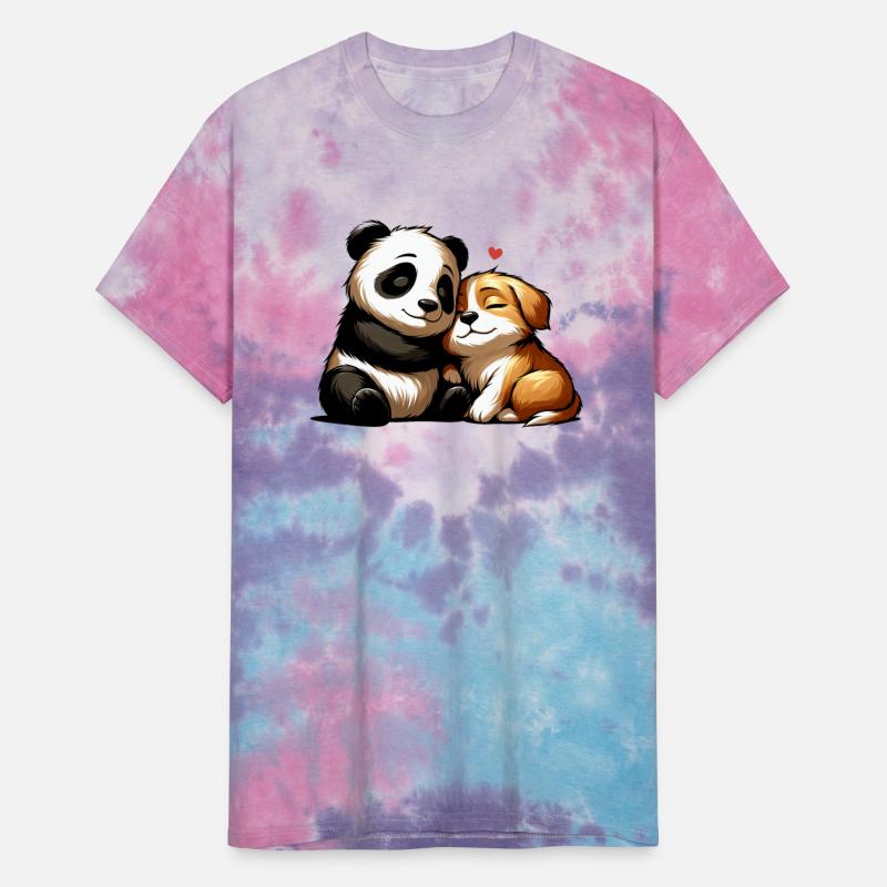 Cuddling Dog And Panda In Love