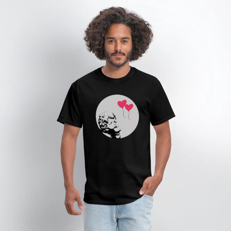 Cupid red balloons go by