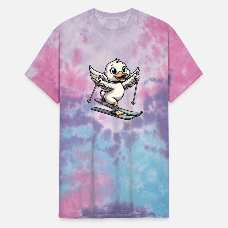 Cute Duck Skiing in Comic Style