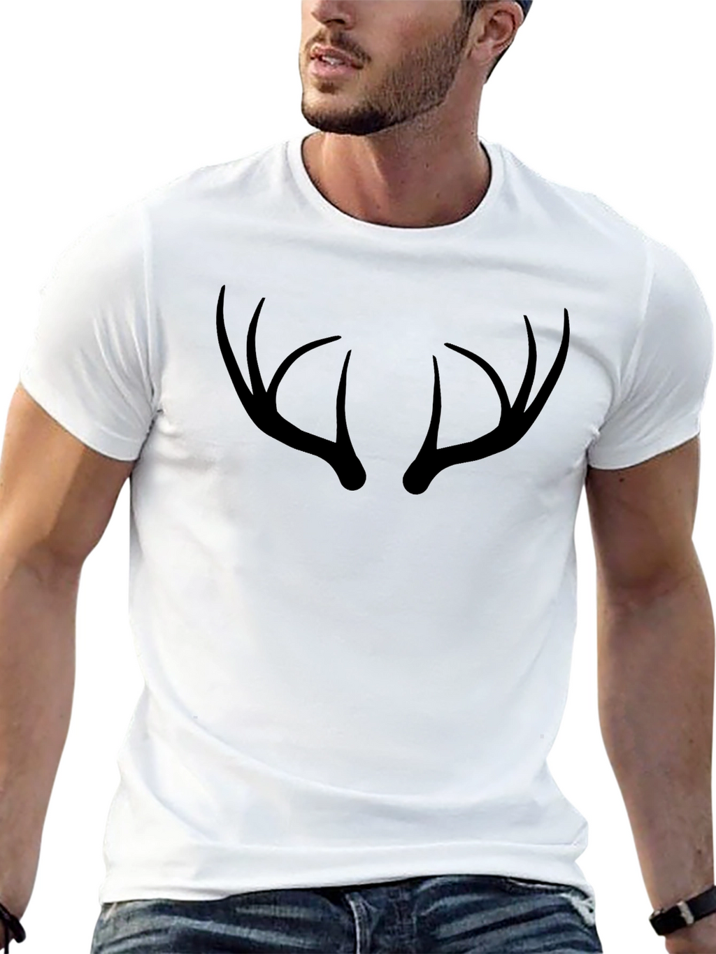 Antler Graphic Tee - Black Crew Neck T-Shirt