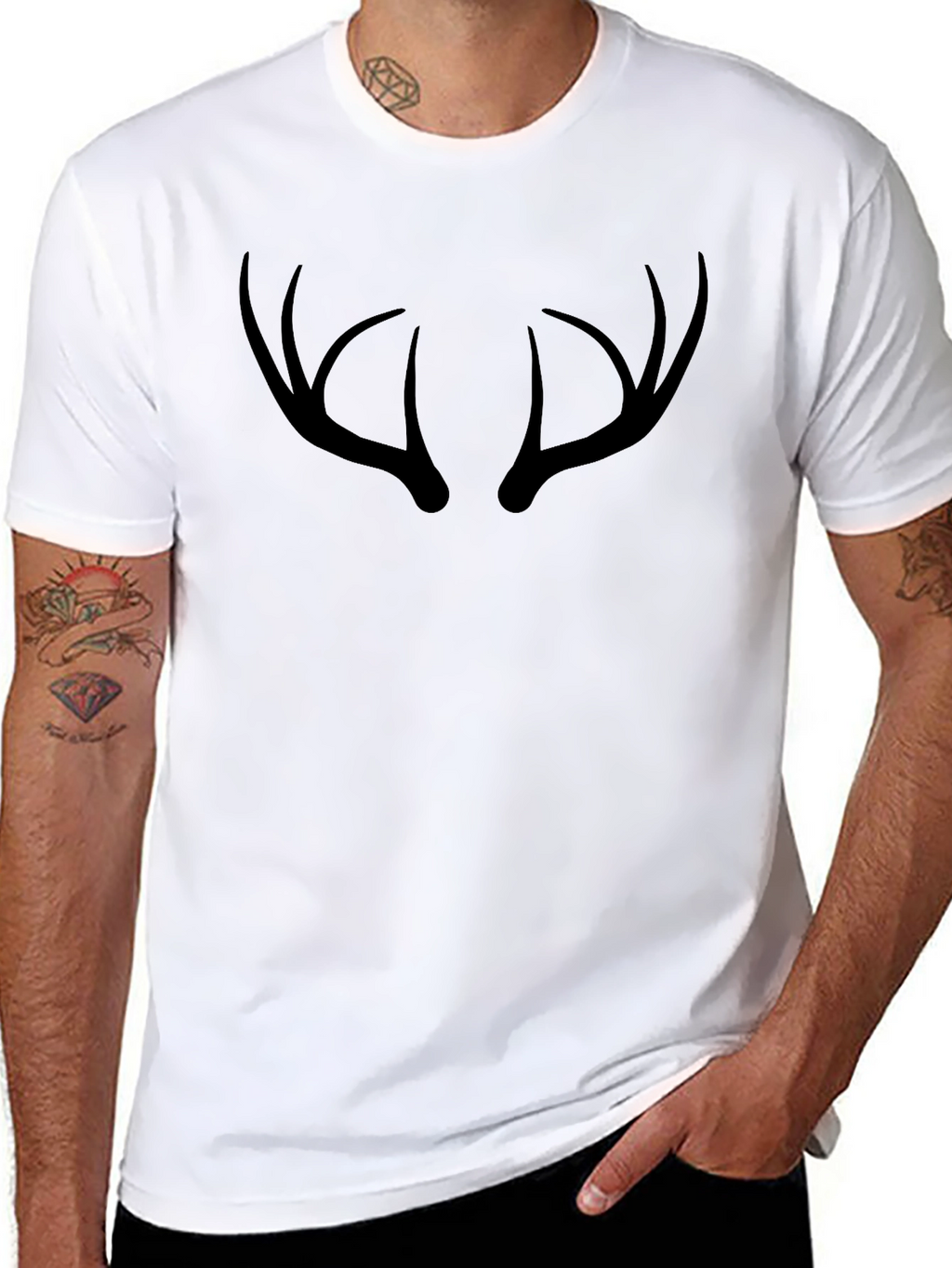Antler Graphic Tee - Black Crew Neck T-Shirt