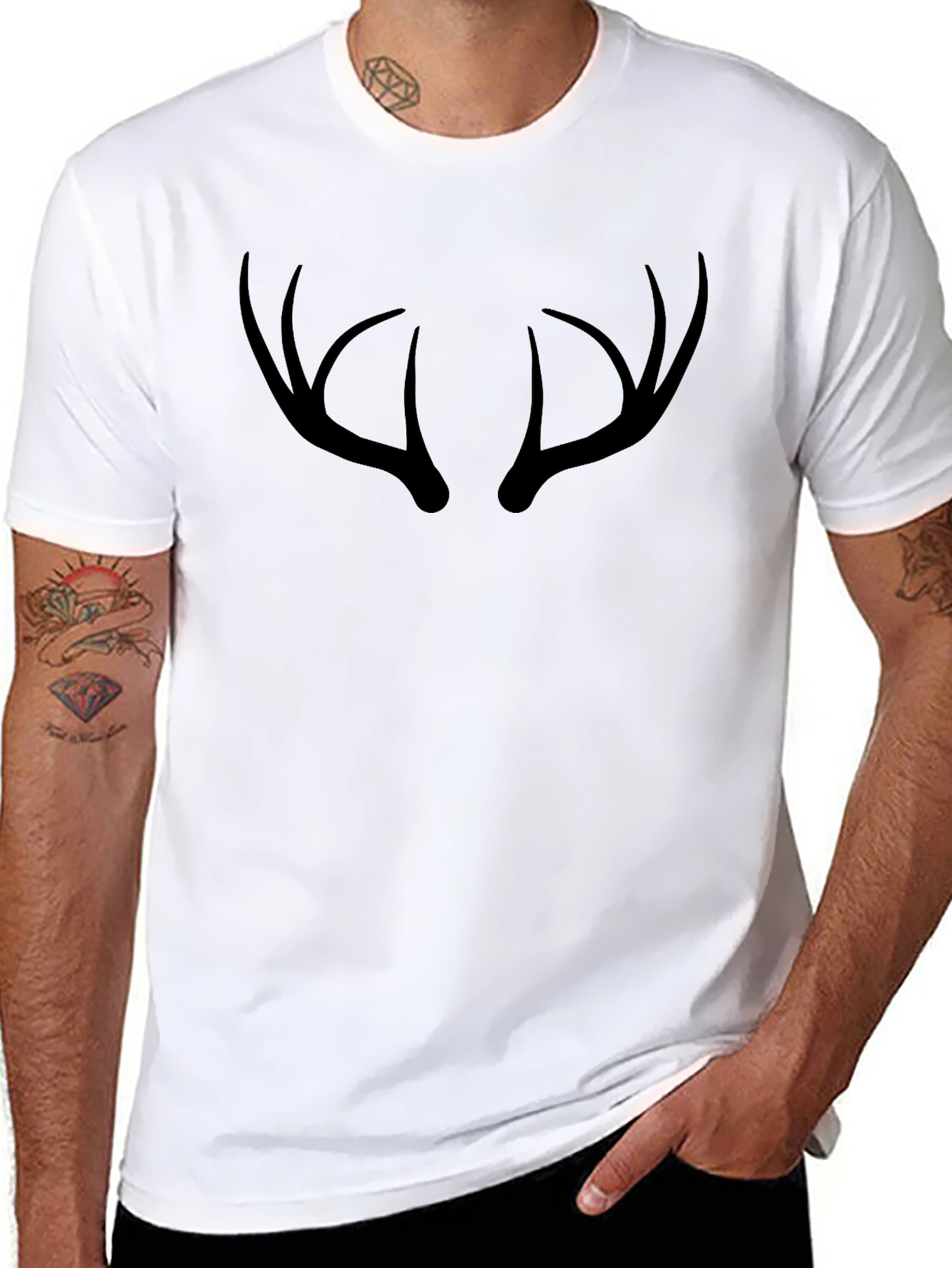 Antler Graphic Tee - Black Crew Neck T-Shirt