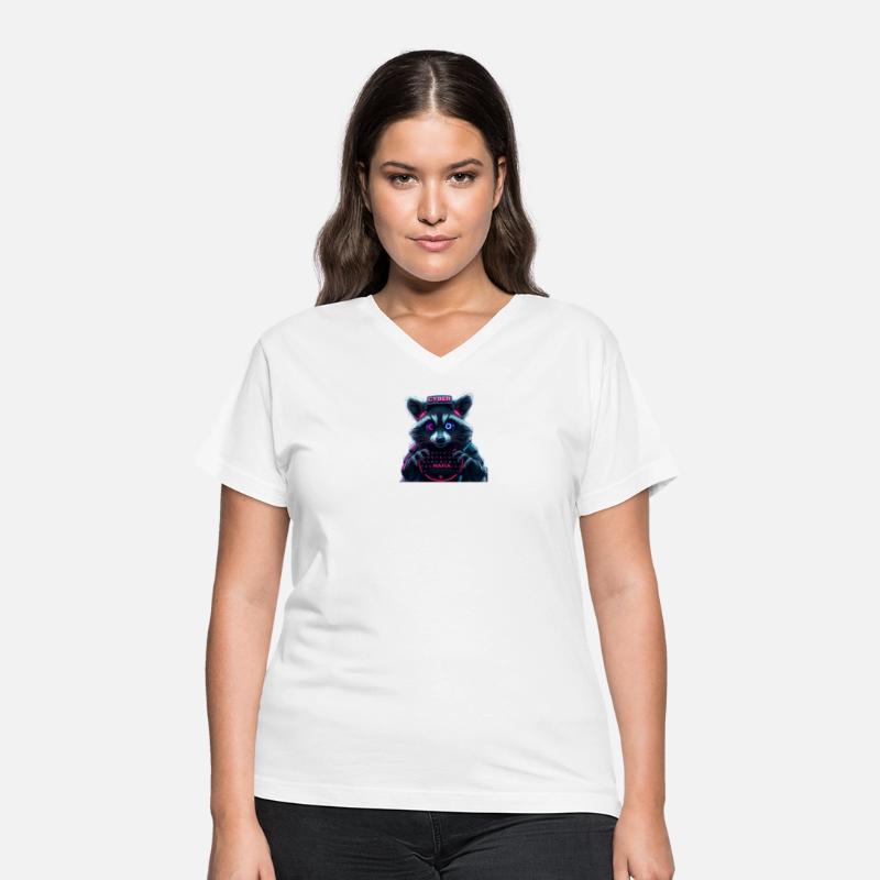 Cyber Raccoon with Neon Mafia Theme