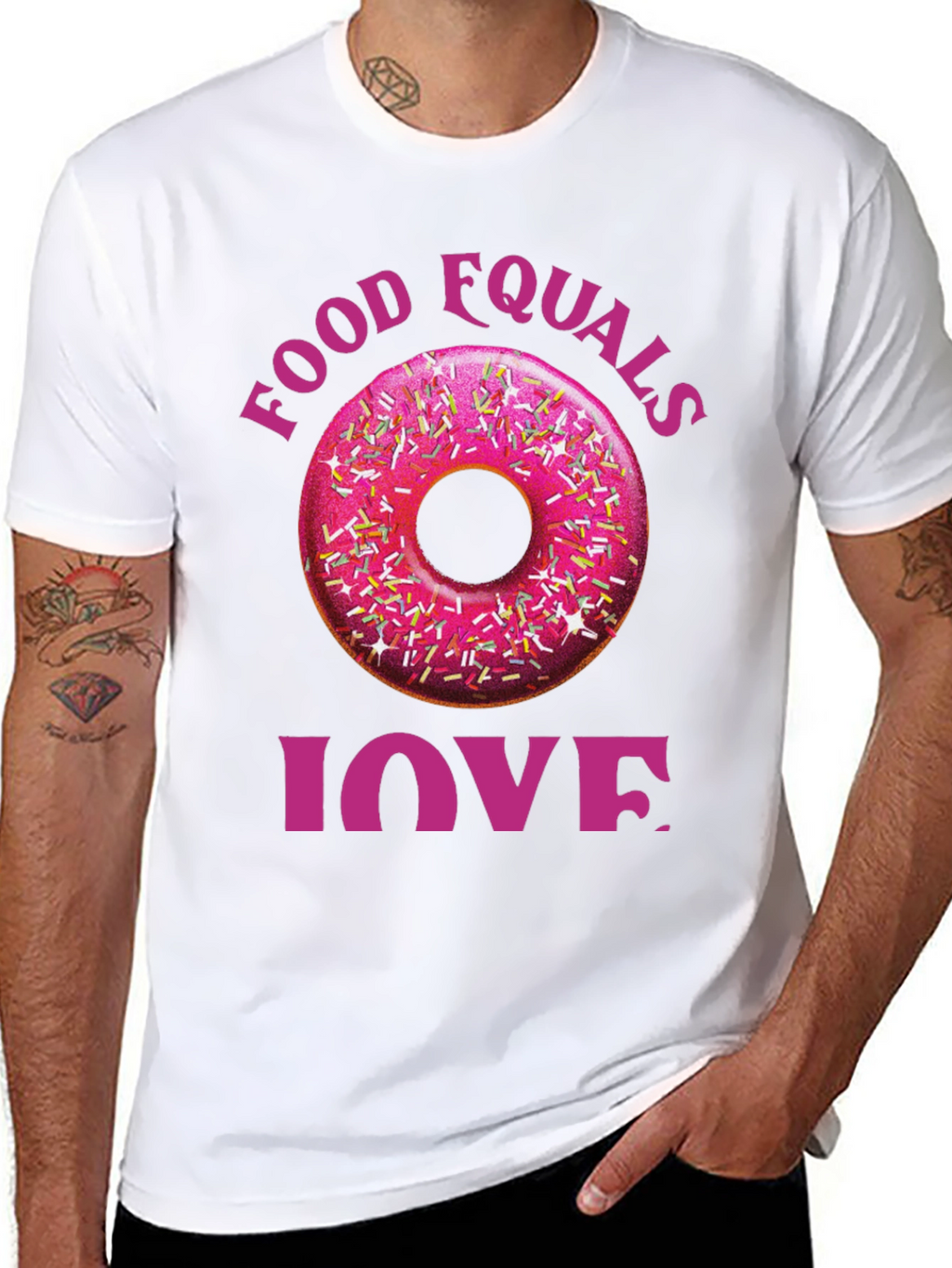 Food Equals Love T-Shirt Donut Design