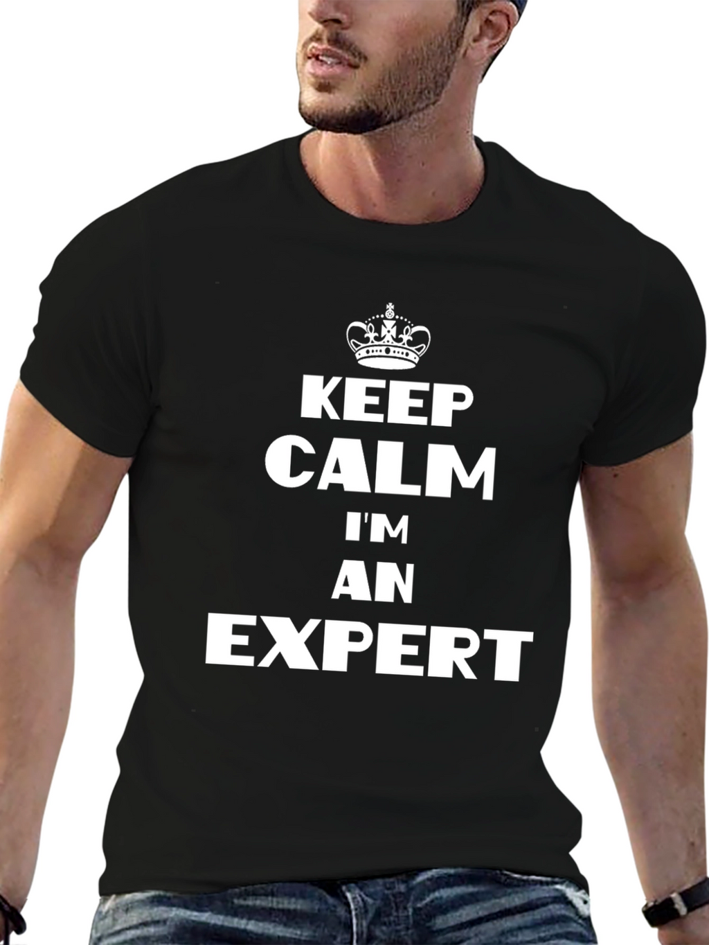 Keep Calm Im An Expert Black T-Shirt