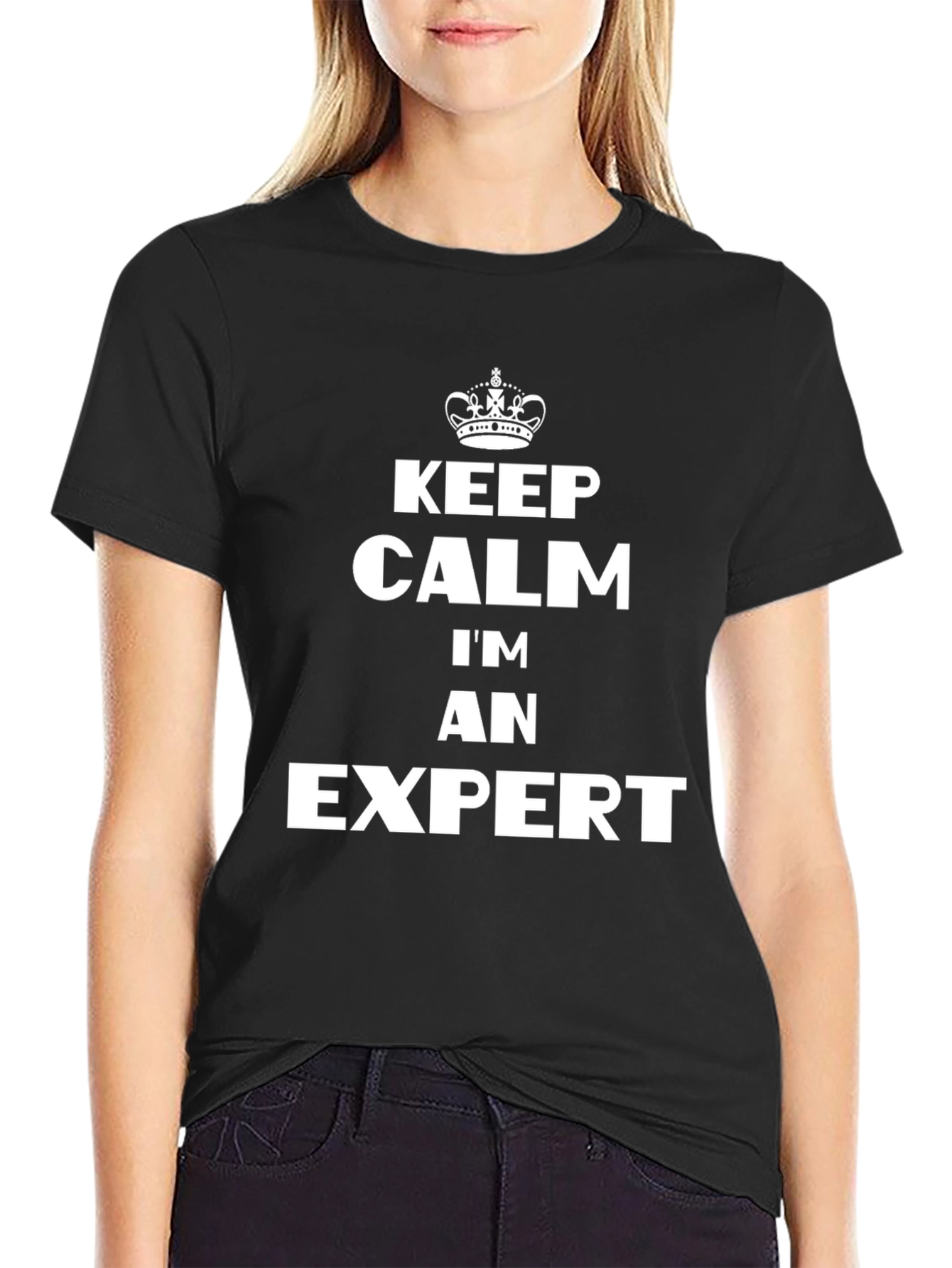 Keep Calm Im An Expert Black T-Shirt