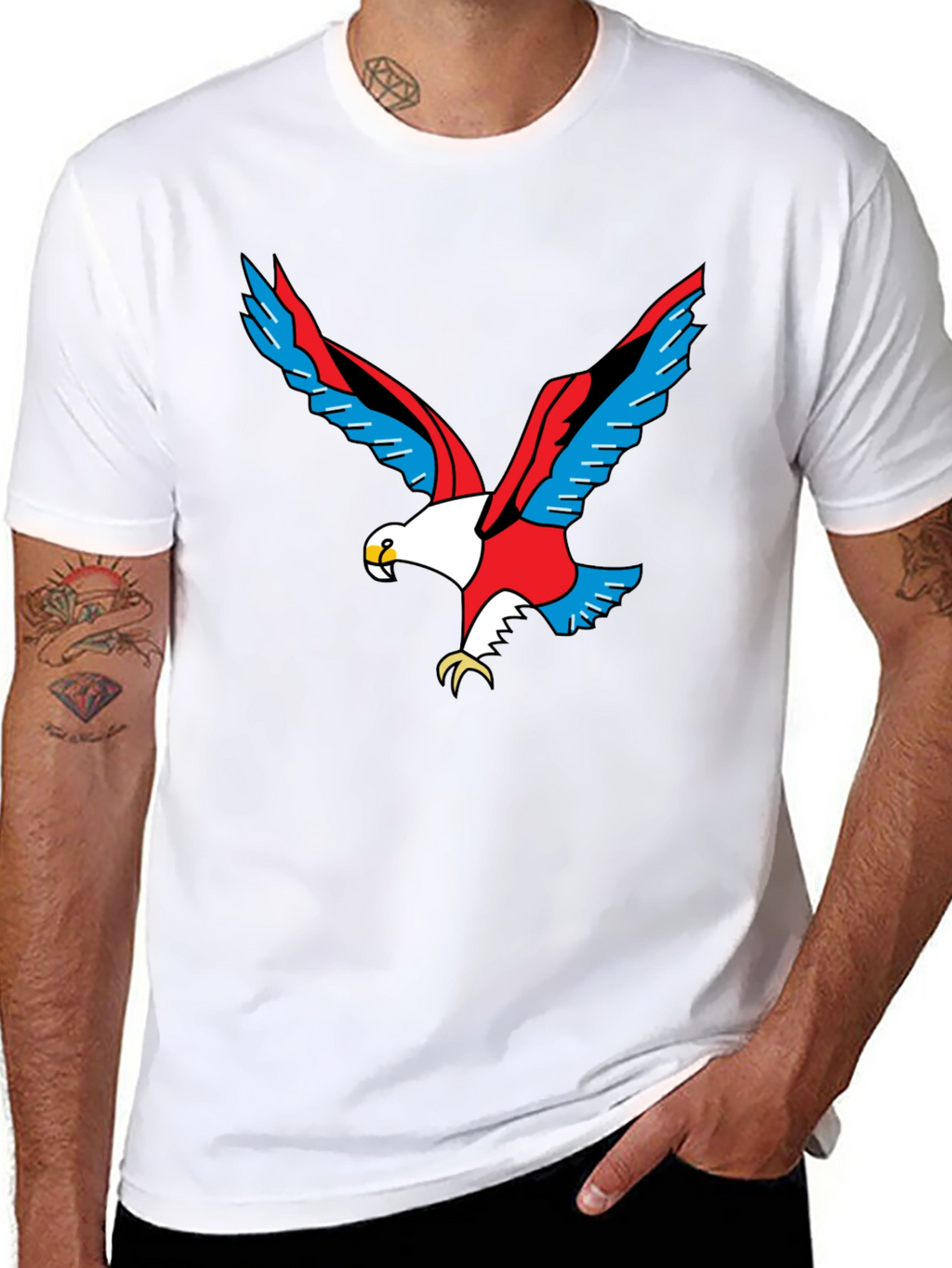 Bold Eagle Graphic Tee - Black Cotton Shirt