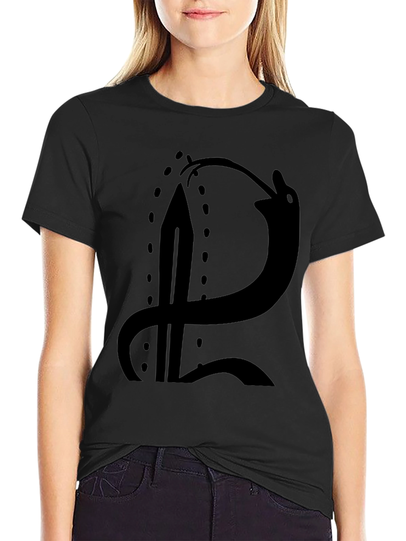 Black T-Shirt with Sword and Snake Graphic