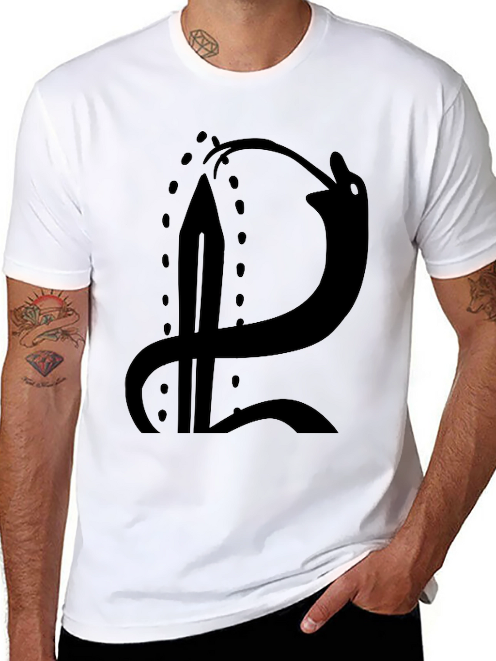 Black T-Shirt with Sword and Snake Graphic