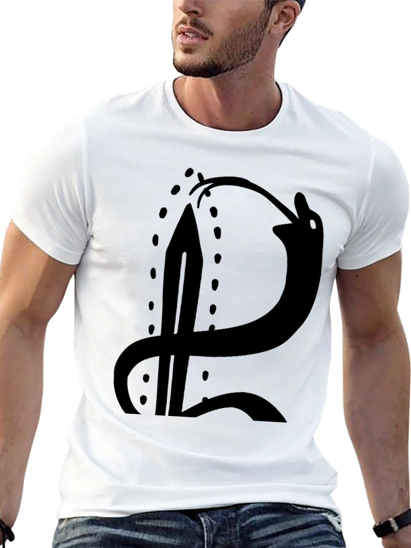 Black T-Shirt with Sword and Snake Graphic
