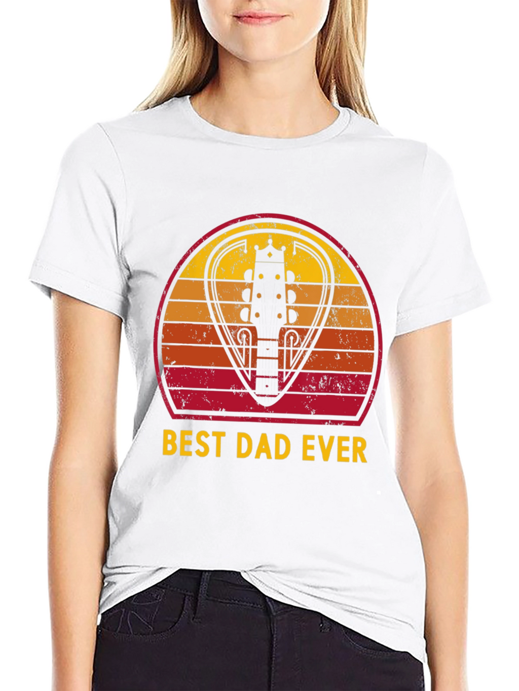 Best Dad Ever Guitar Pick Sunset T-Shirt