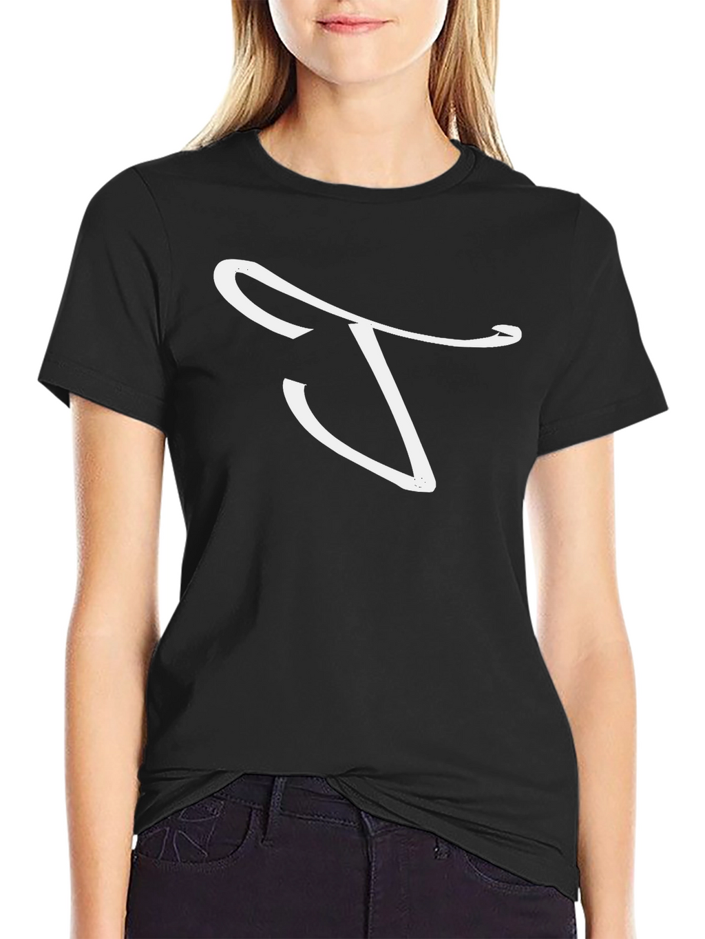 Stylish Black T-Shirt with White Swirl Design