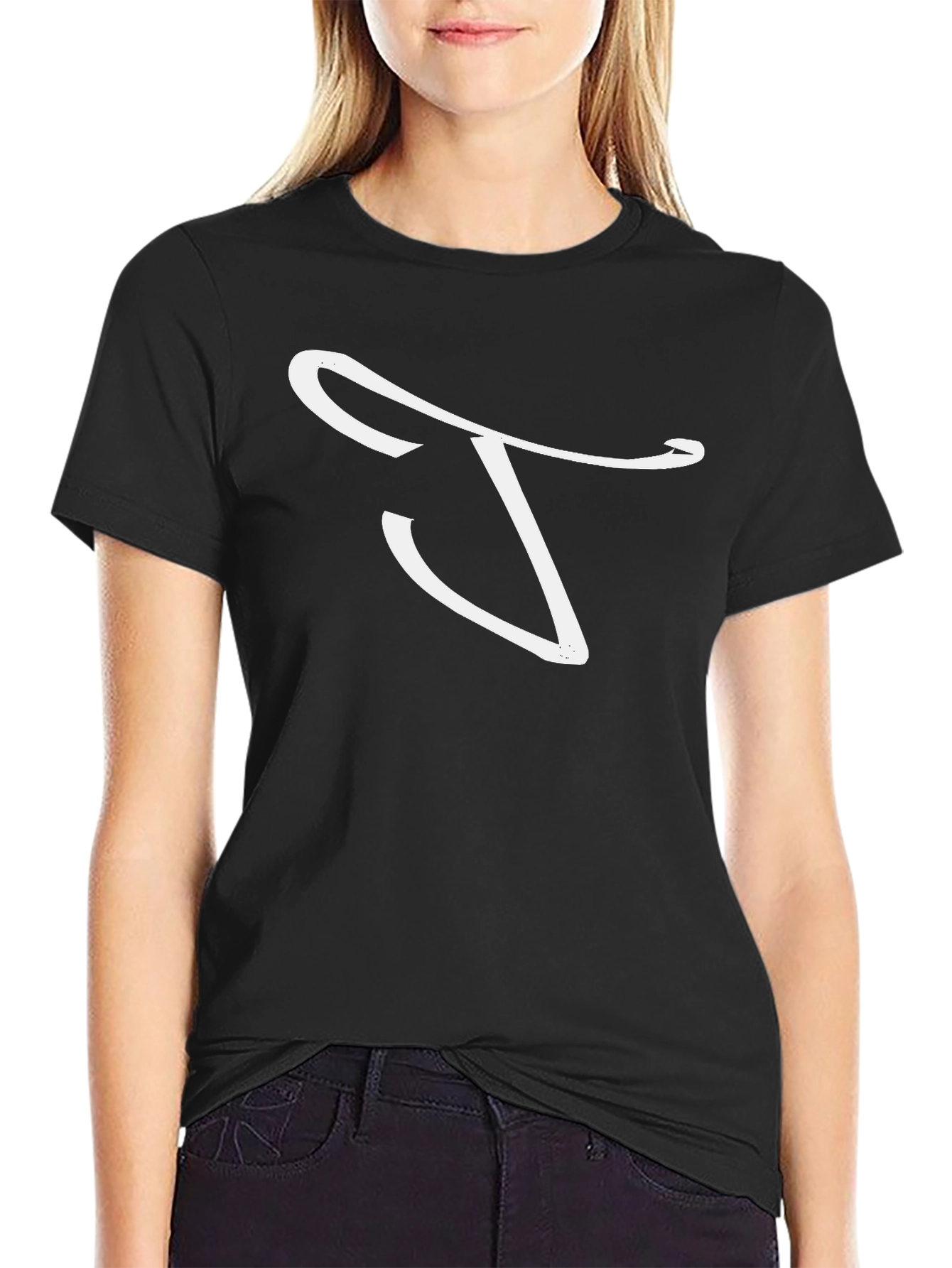 Stylish Black T-Shirt with White Swirl Design