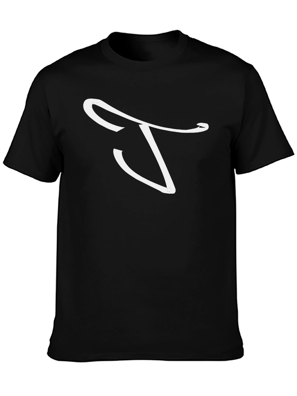 Stylish Black T-Shirt with White Swirl Design