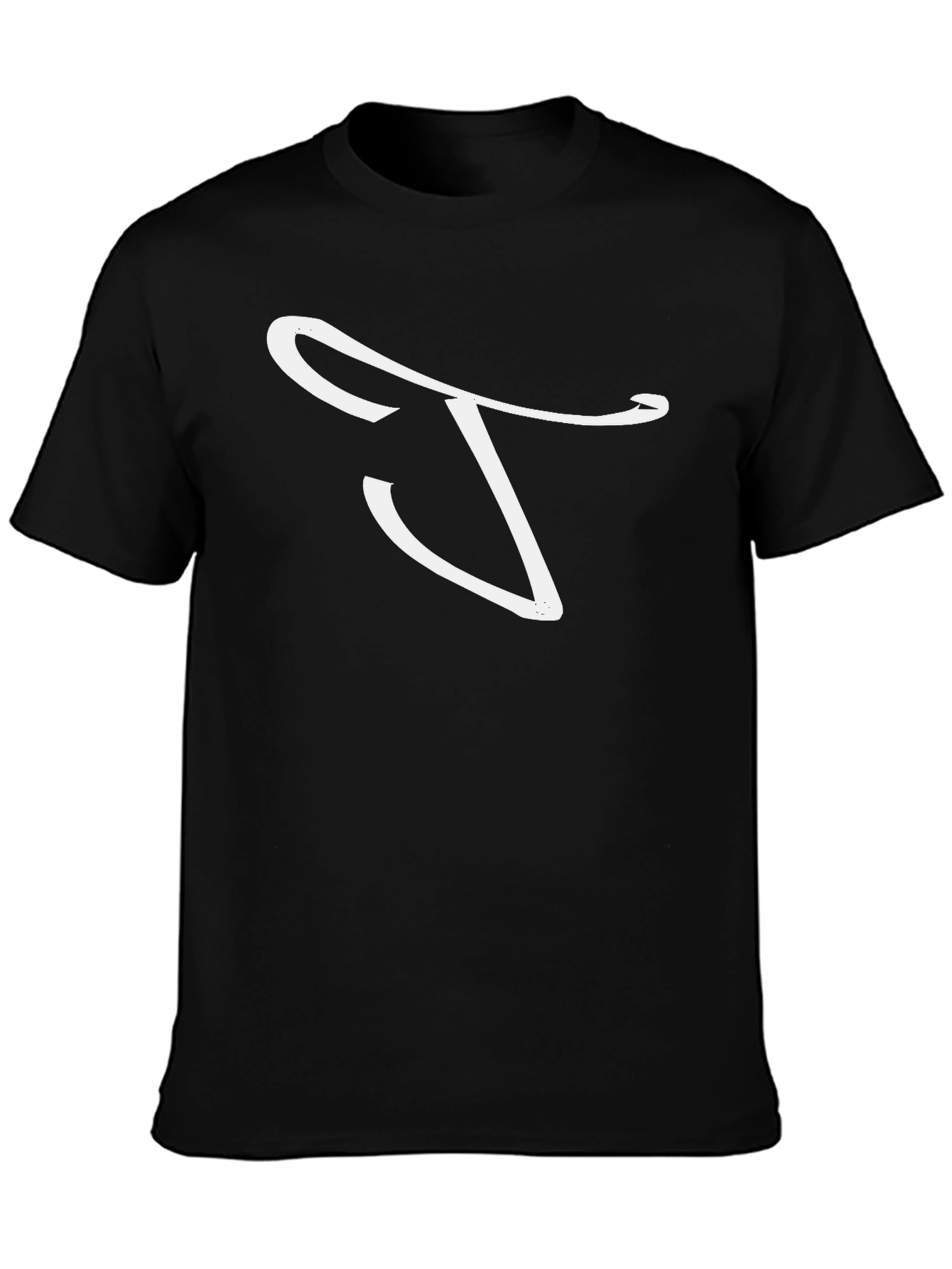 Stylish Black T-Shirt with White Swirl Design