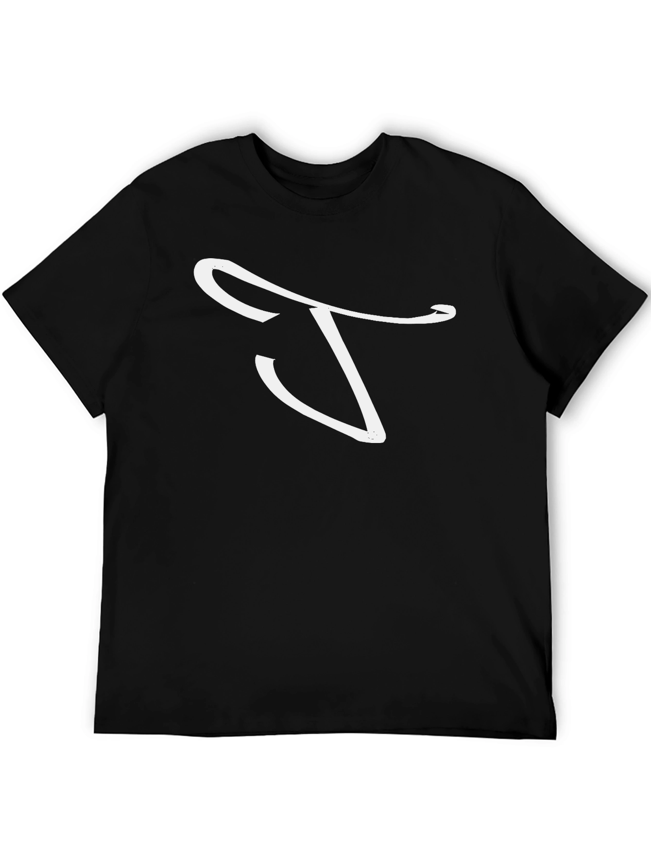 Stylish Black T-Shirt with White Swirl Design