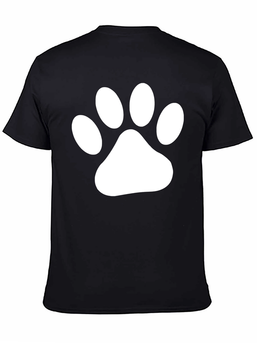 Black T-Shirt with White Paw Print Graphic