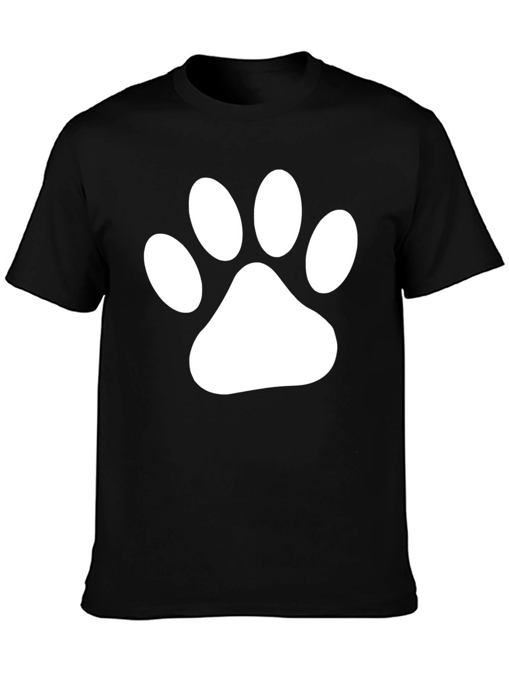 Black T-Shirt with White Paw Print Graphic