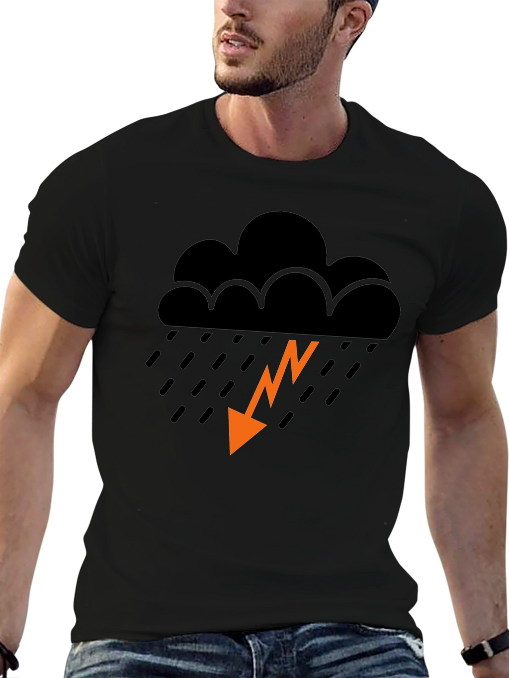 Stormy Weather Graphic Tee - Trendy Black T-Shirt