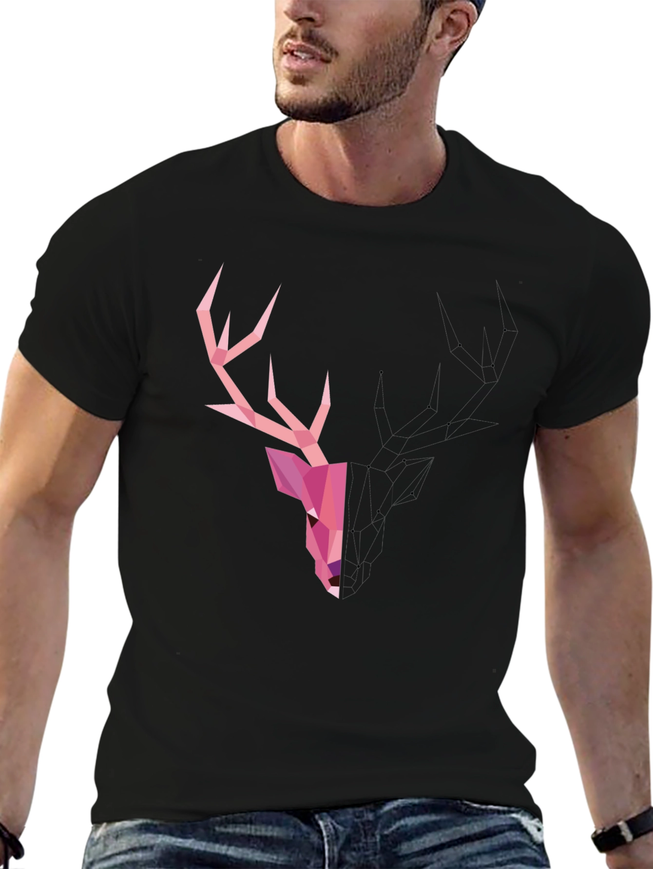 Geometric Deer T-Shirt - Modern Graphic Tee