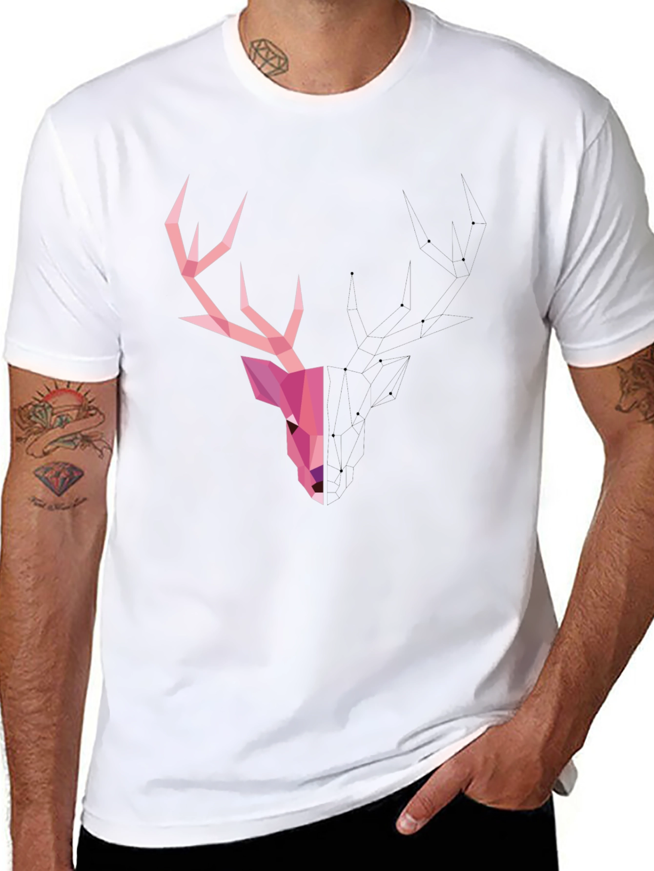 Geometric Deer T-Shirt - Modern Graphic Tee