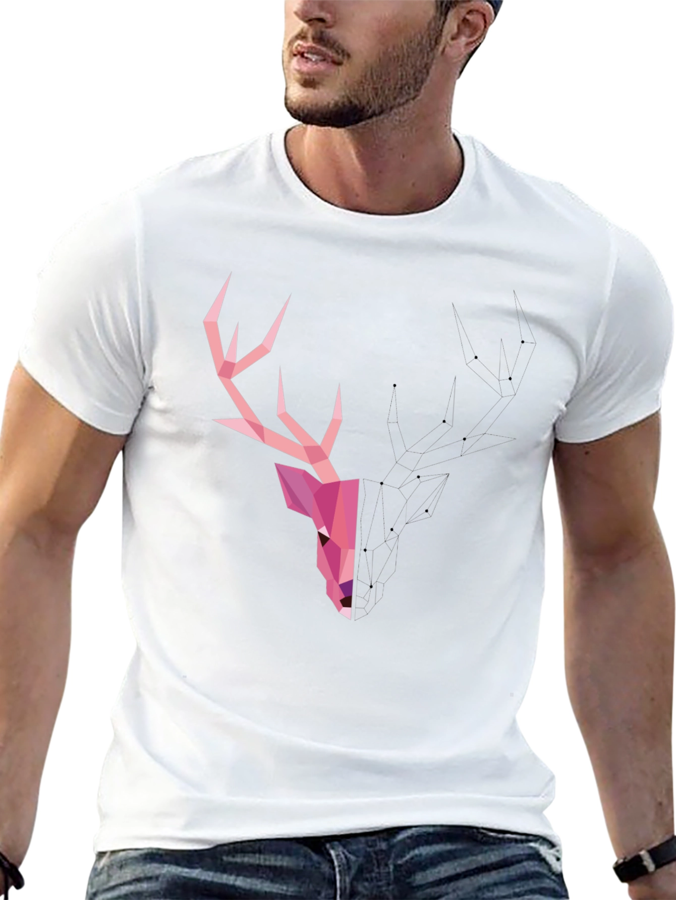 Geometric Deer T-Shirt - Modern Graphic Tee