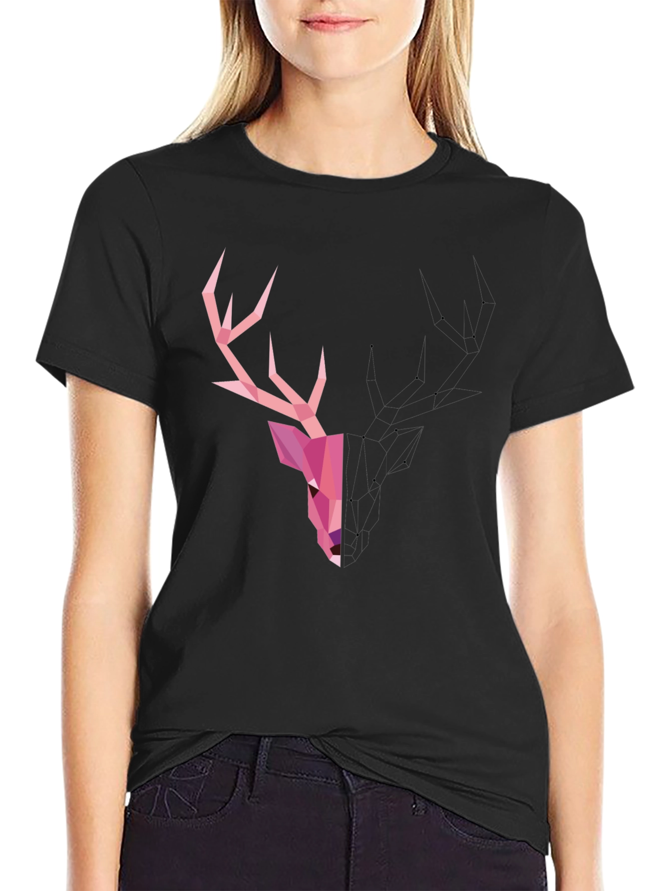 Geometric Deer T-Shirt - Modern Graphic Tee