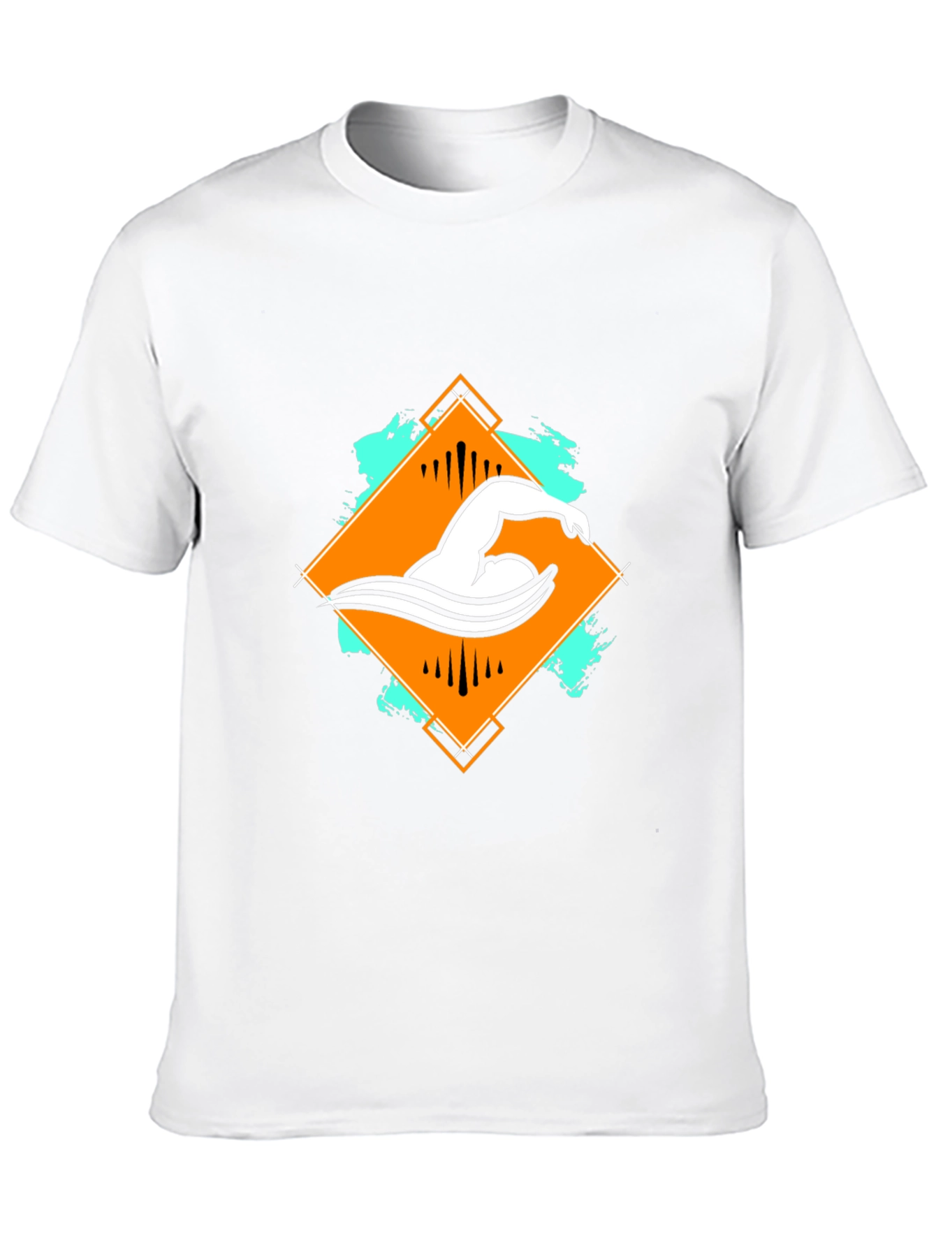 Swimmer Graphic Tee - Black Cotton T-Shirt