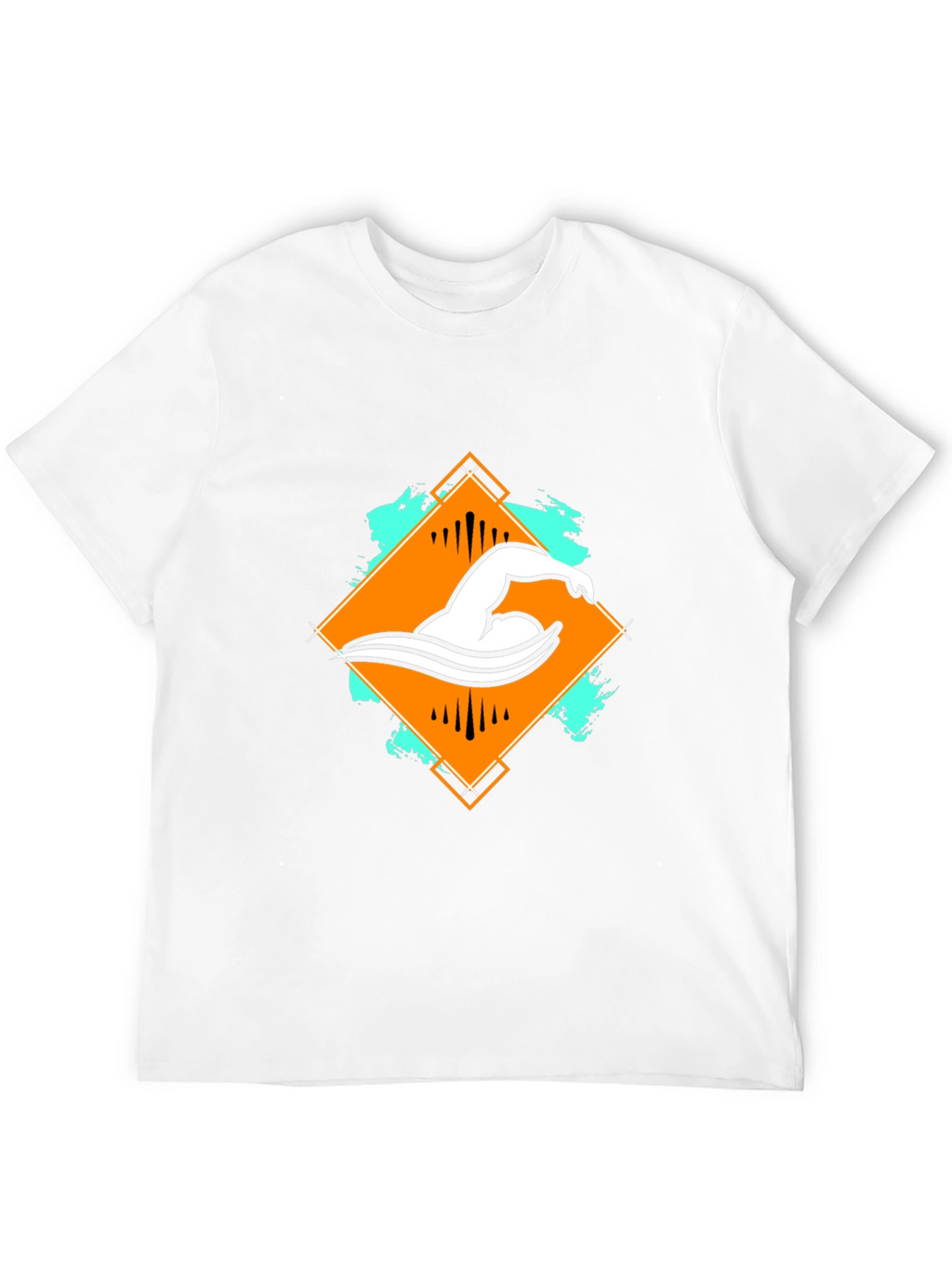 Swimmer Graphic Tee - Black Cotton T-Shirt
