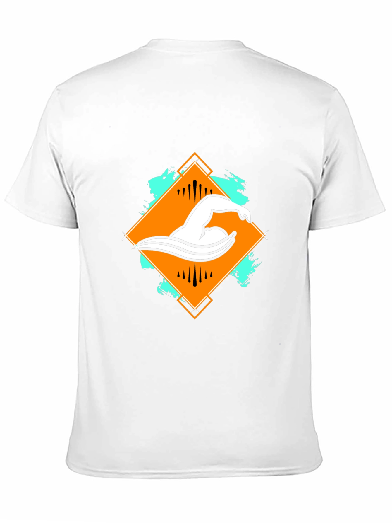 Swimmer Graphic Tee - Black Cotton T-Shirt