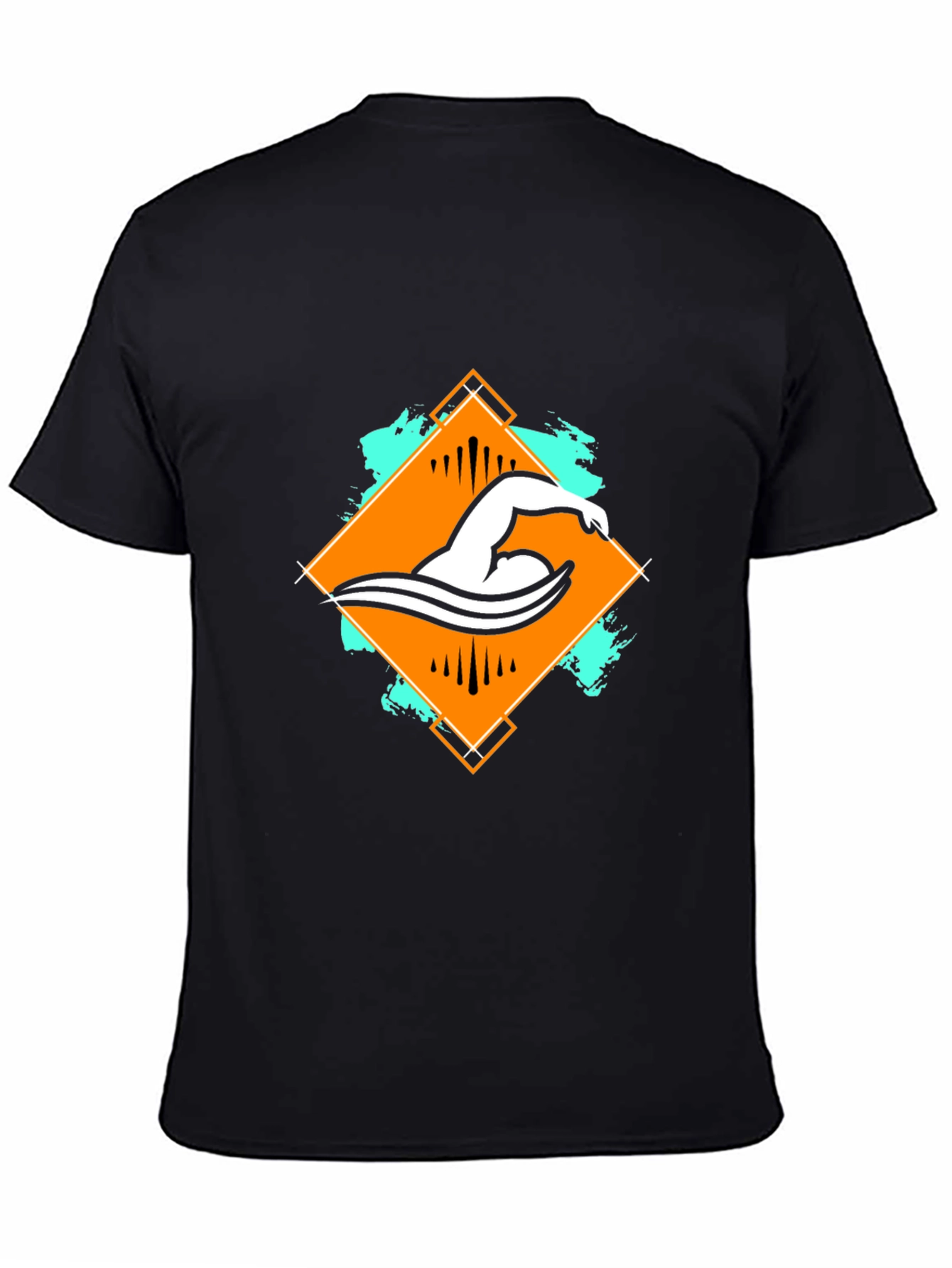 Swimmer Graphic Tee - Black Cotton T-Shirt