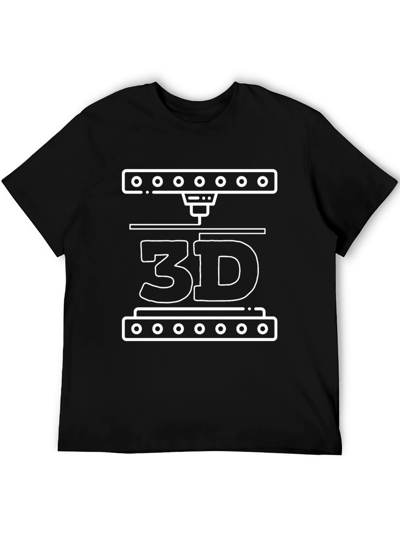 3D Printer Graphic T-Shirt - Black Cotton Tee