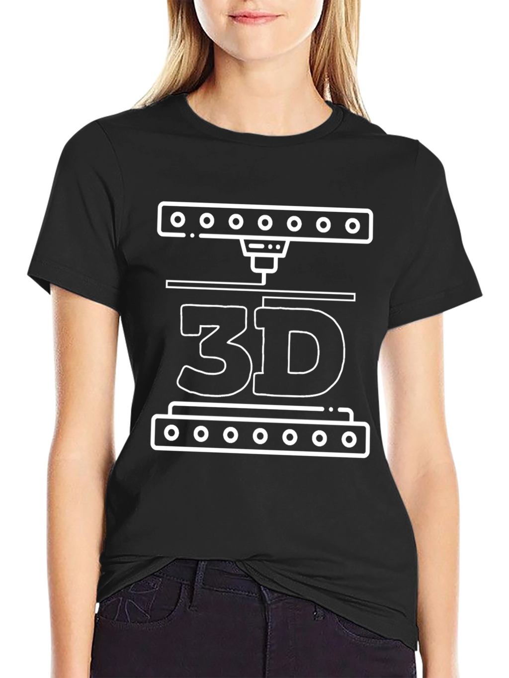 3D Printer Graphic T-Shirt - Black Cotton Tee