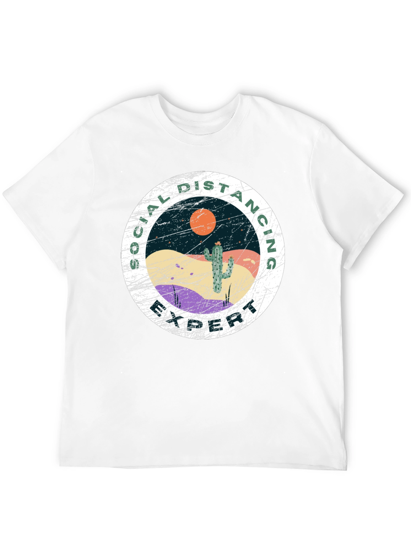 Social Distancing Expert T-Shirt - Desert Cactus Design