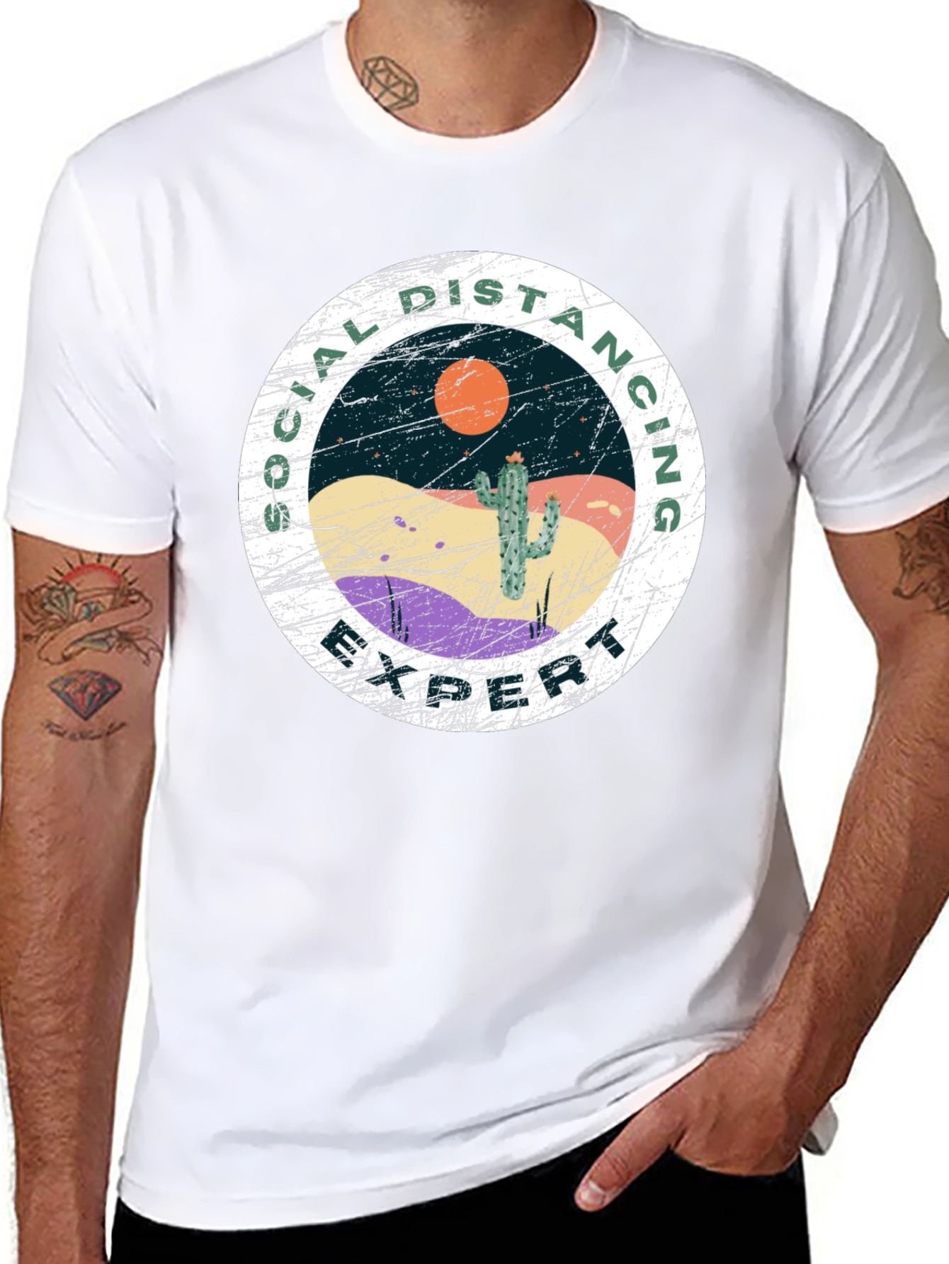 Social Distancing Expert T-Shirt - Desert Cactus Design
